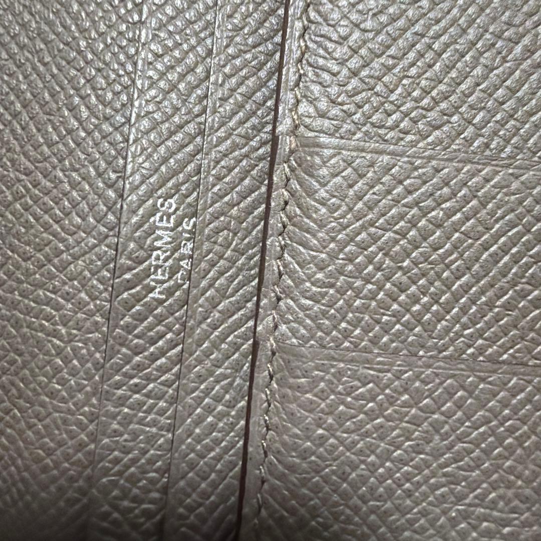 【美品】HERMES べアン スフレ グレー レザー 長財布 箱付き