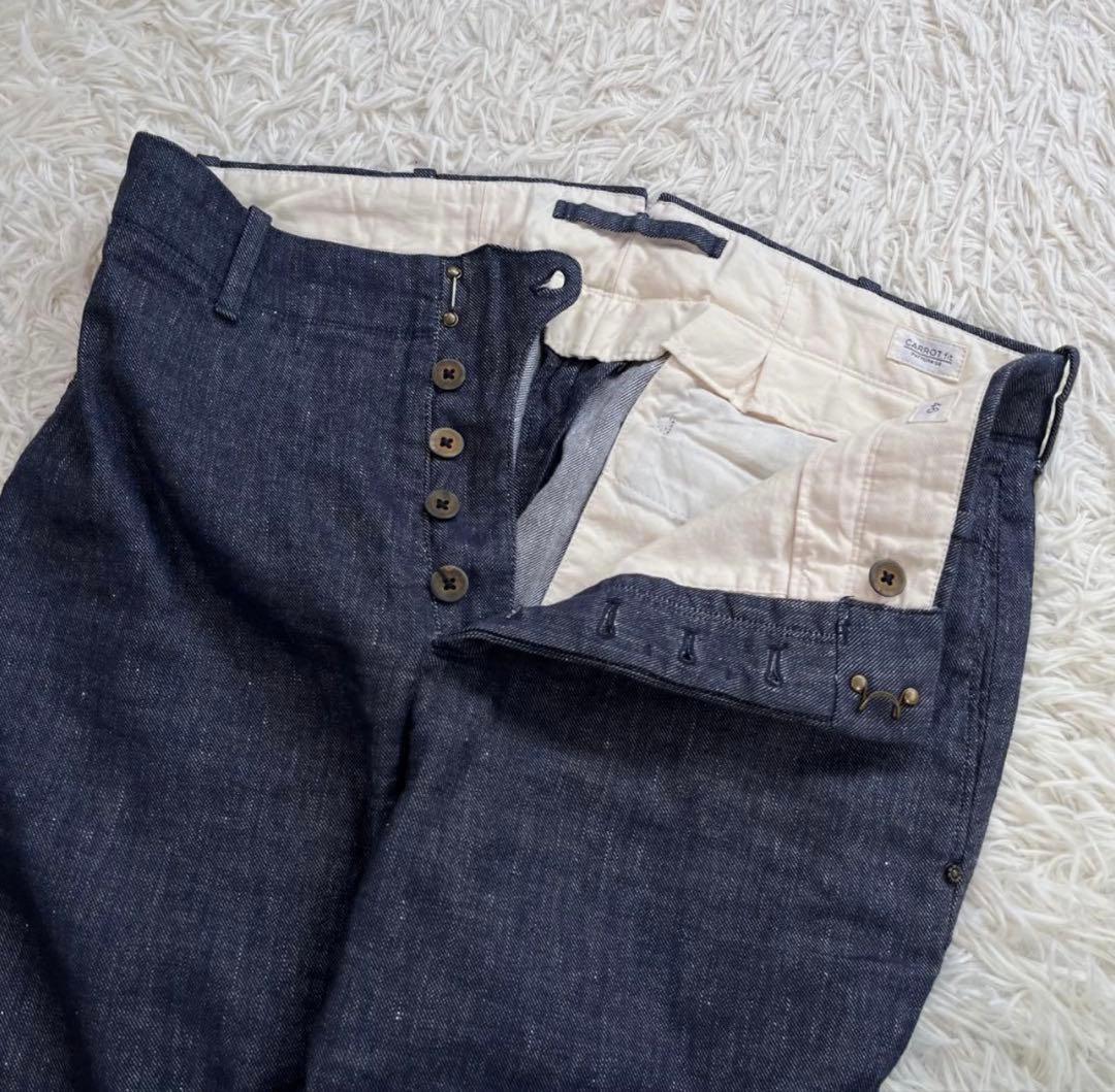 【美品】INCOTEX VERVE リネン&コットン デニム スラックス パンツ