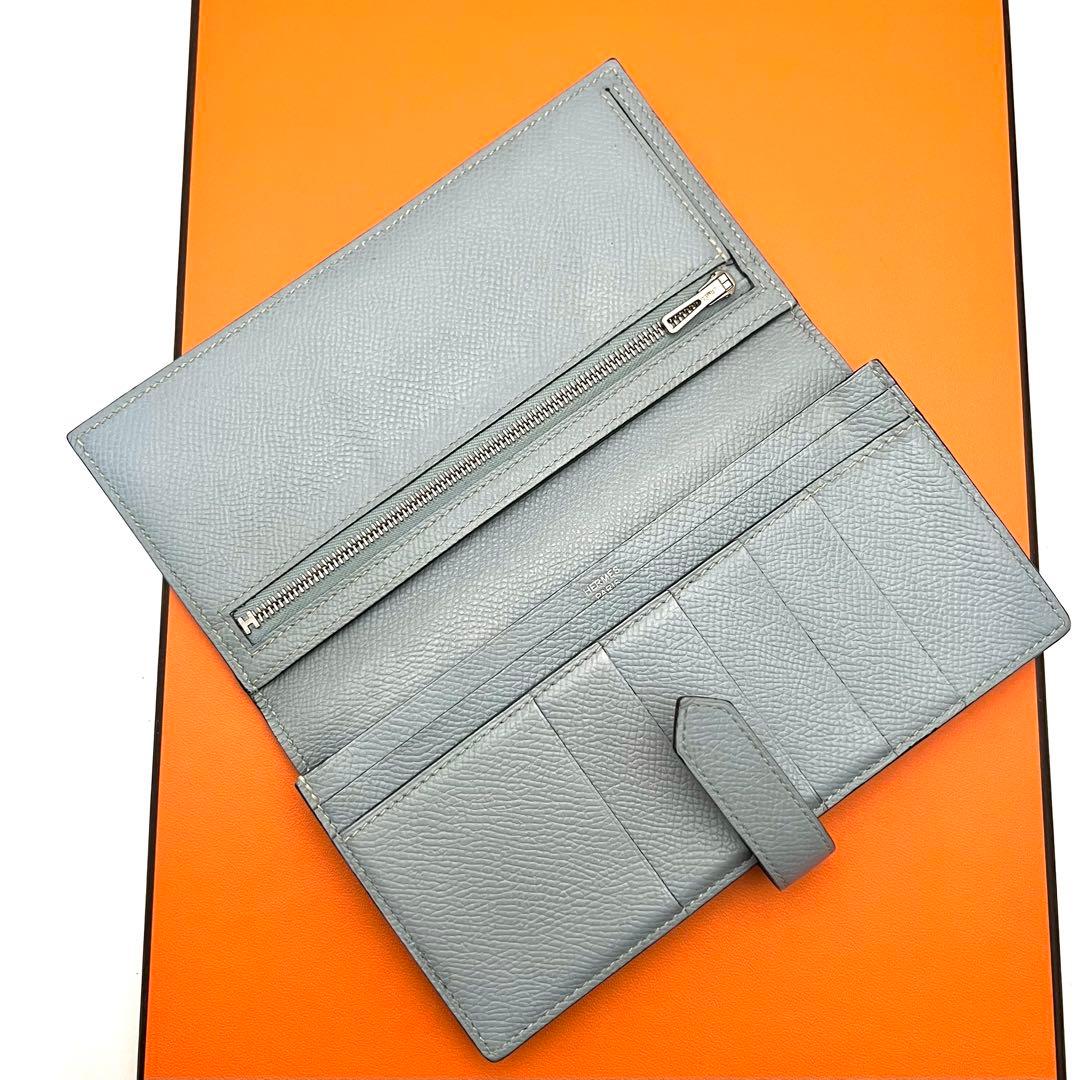 HERMES エルメス ベアンスフレ 希少カラー ライトグレー 財布 長財布
