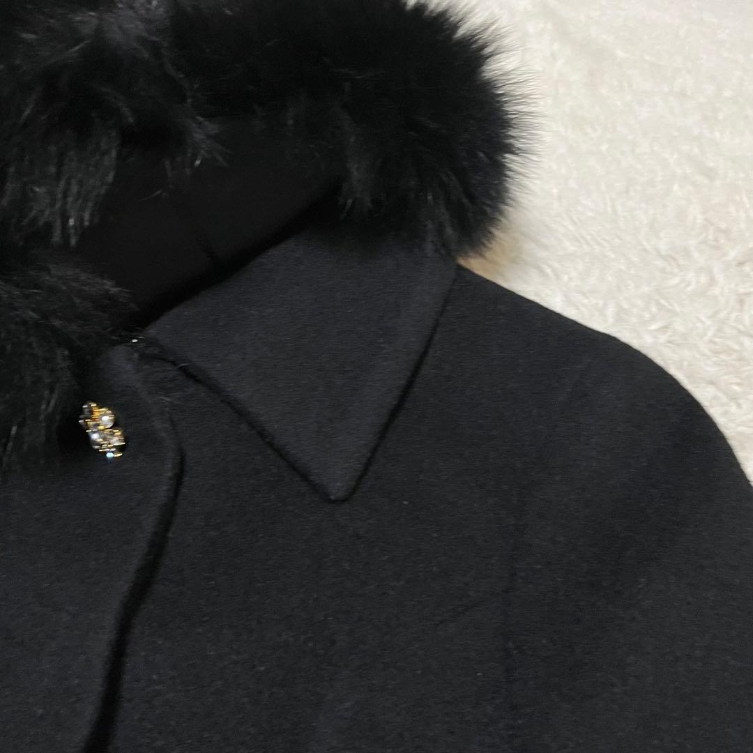 美品　ジーザスディアマンテ　プリンセスコート　ベルト　ファー　アンゴラ　花柄　黒
