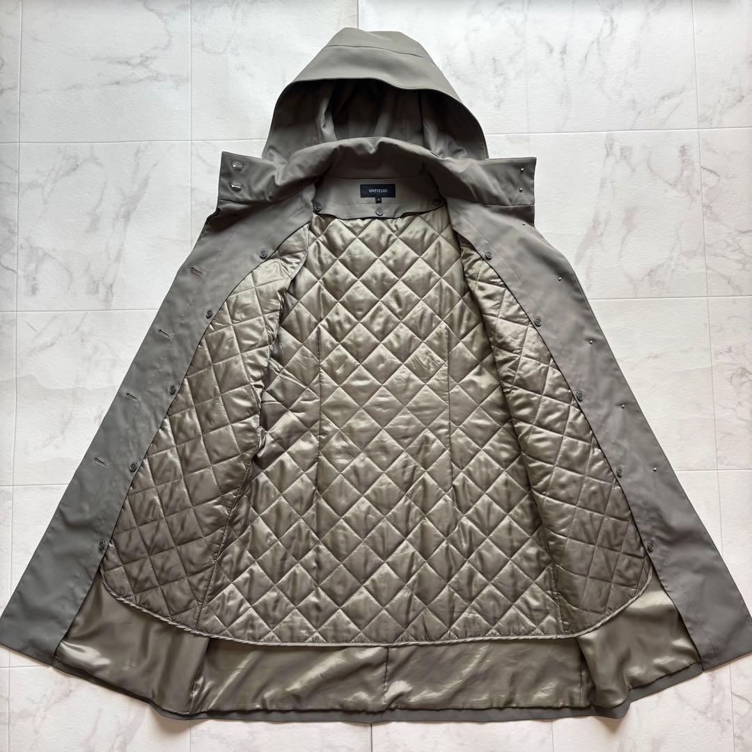 美品 アンタイトル 撥水 中綿ライナー付き2WAY フーデットコート サイズ3