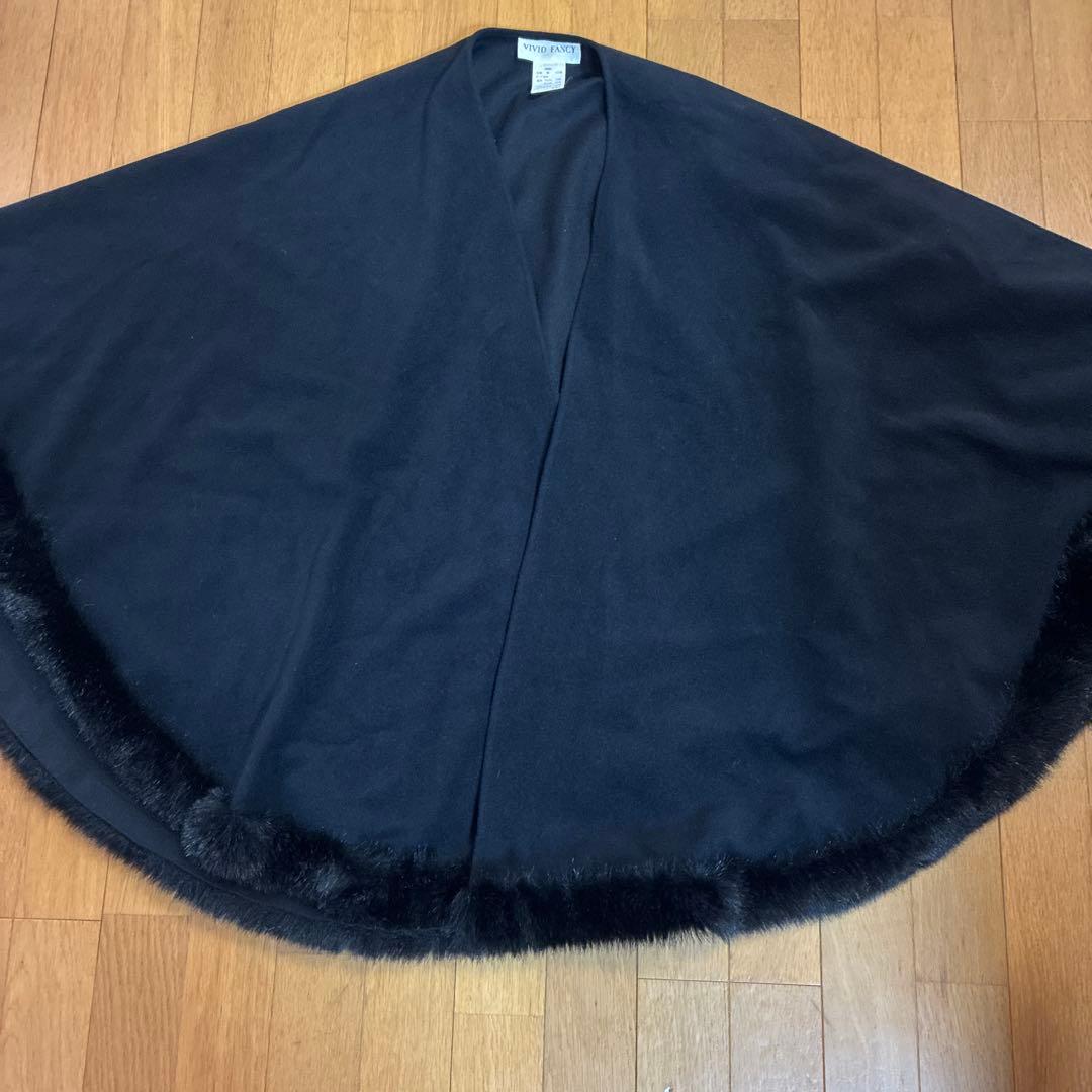 VIVID マントコート　ファー付き　ヴィンテージ　黒