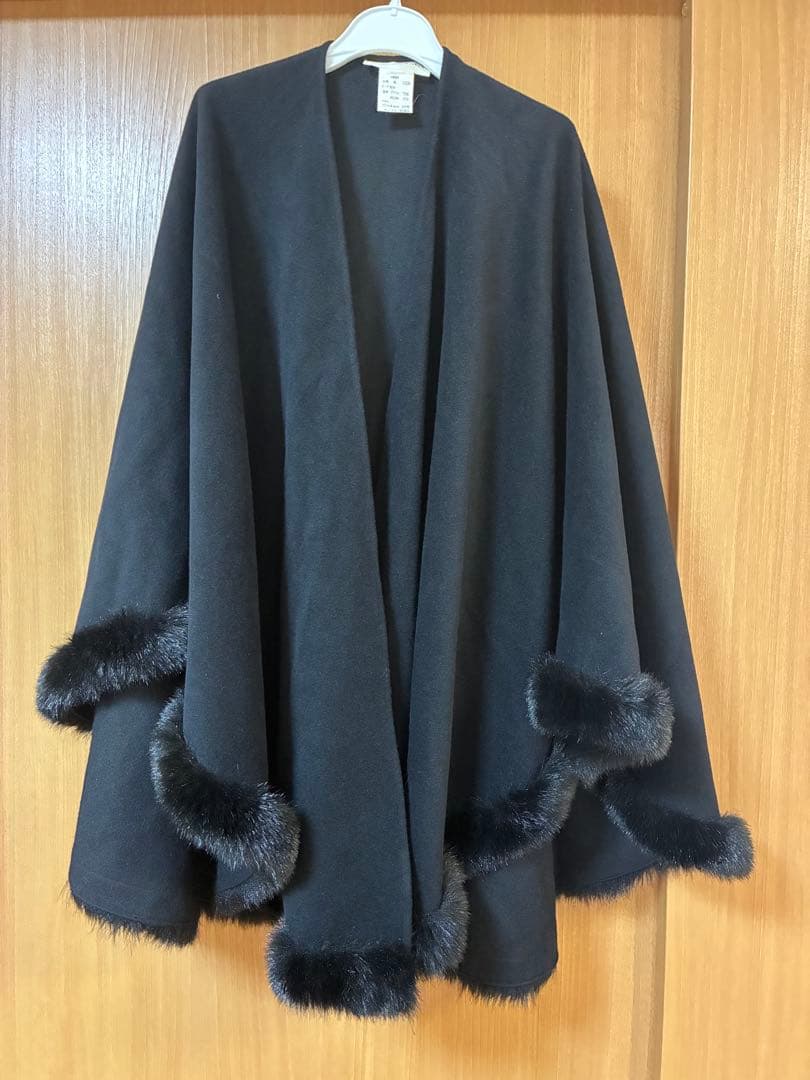 VIVID マントコート　ファー付き　ヴィンテージ　黒