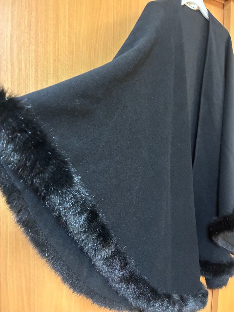 VIVID マントコート　ファー付き　ヴィンテージ　黒
