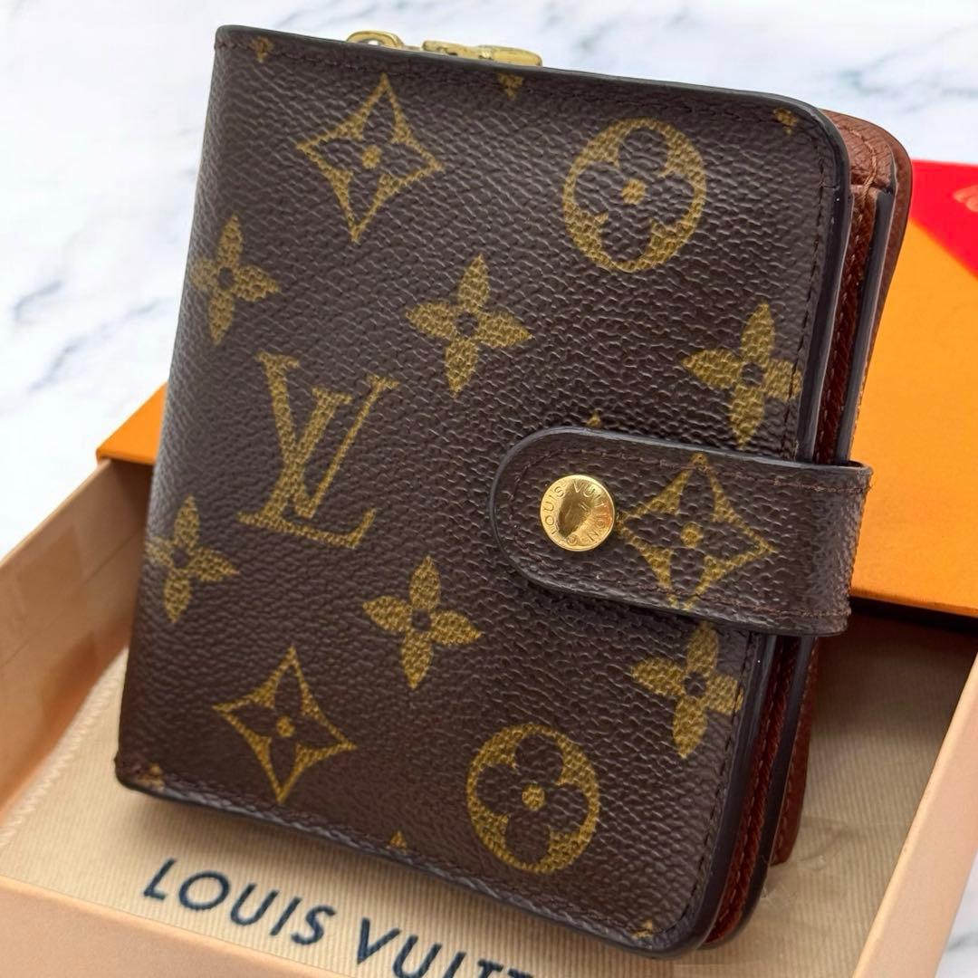 【極美品】ルイヴィトン　モノグラム　コンパクトジップ　二つ折り財布　財布　ミニ