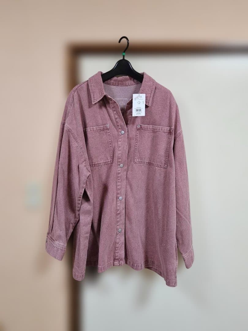 新品　LEPSIM　フリンジパッチ/BIGデニムシャツ　ピンク　完売品