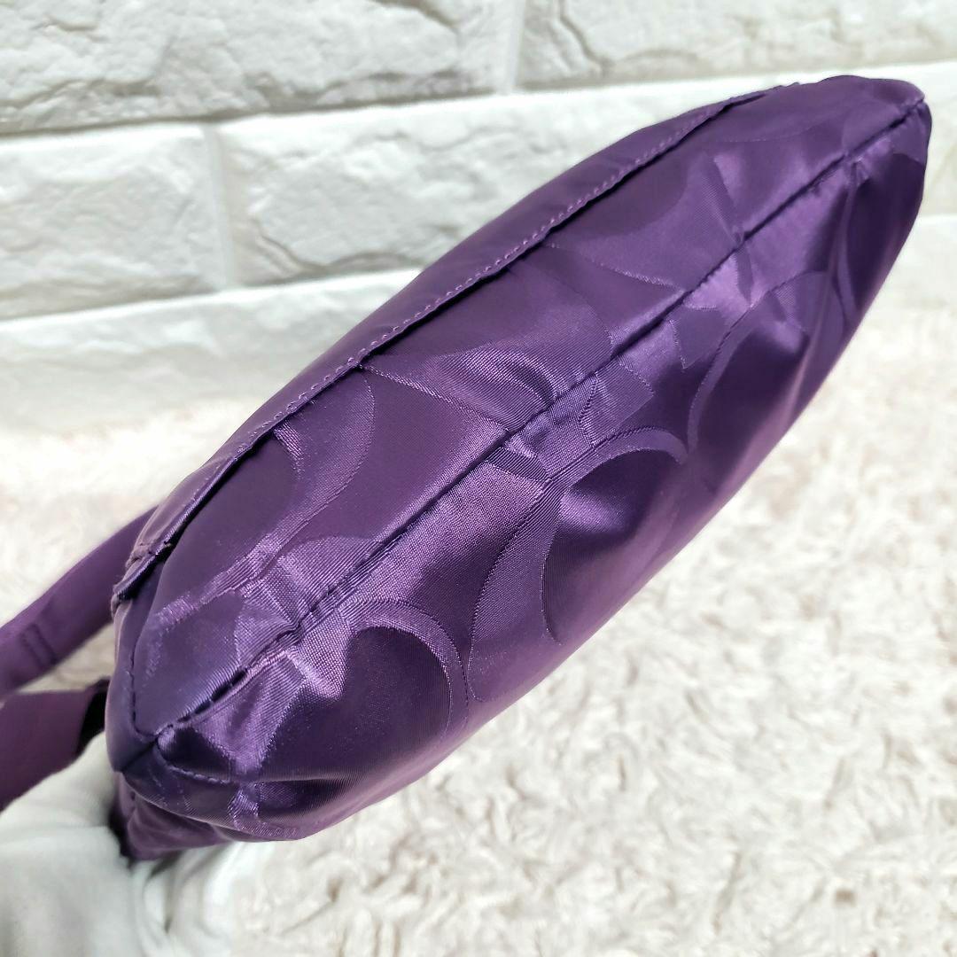 COACHコーチシグネチャー ナイロン クロスボディショルダーバッグパープル美品