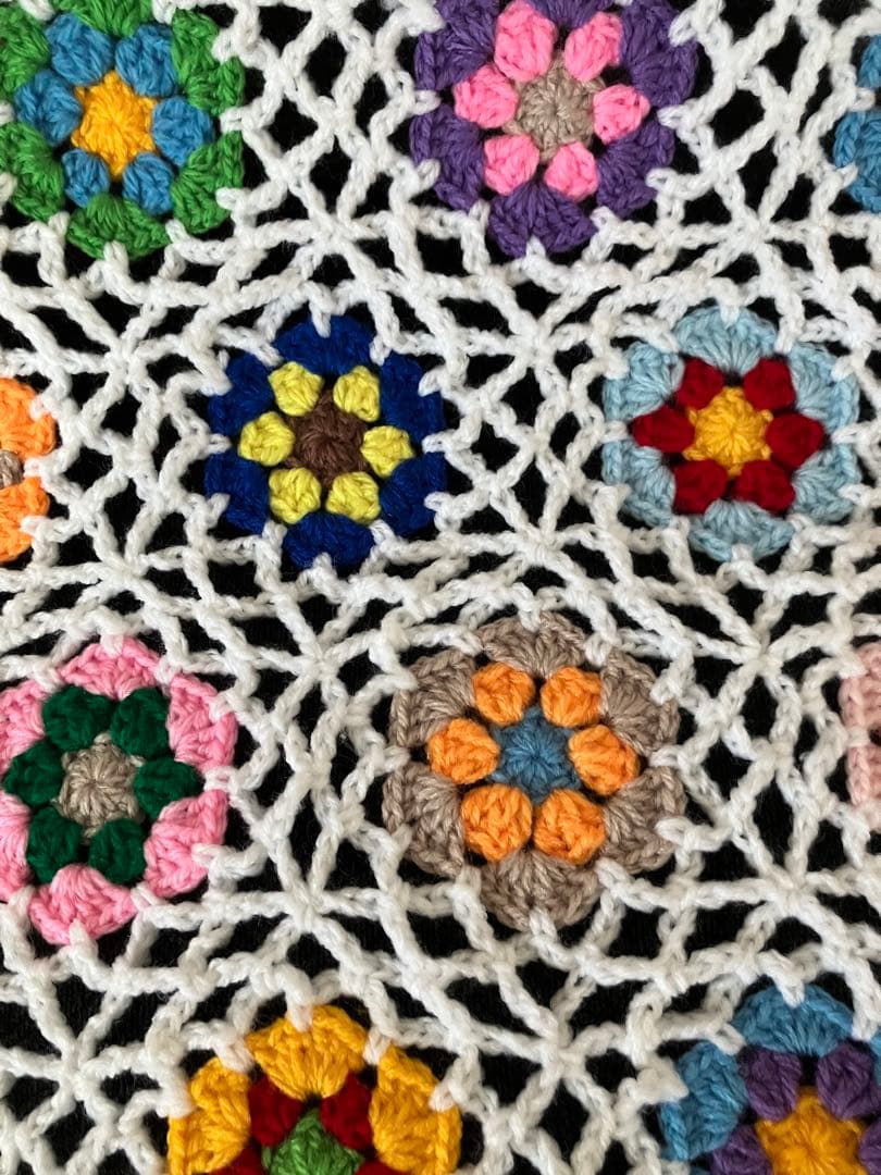 ソファーカバー　ベッドカバー　大判ブランケット　マルチカバー　手編み　ハンドメイ