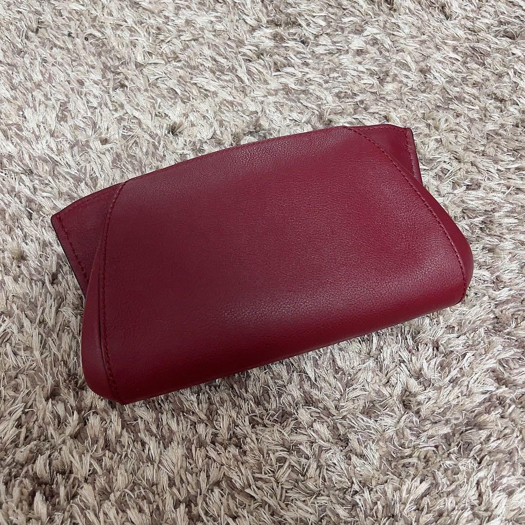 【美品】Cartier バーガンディ レザー クラッチバッグ ポーチ