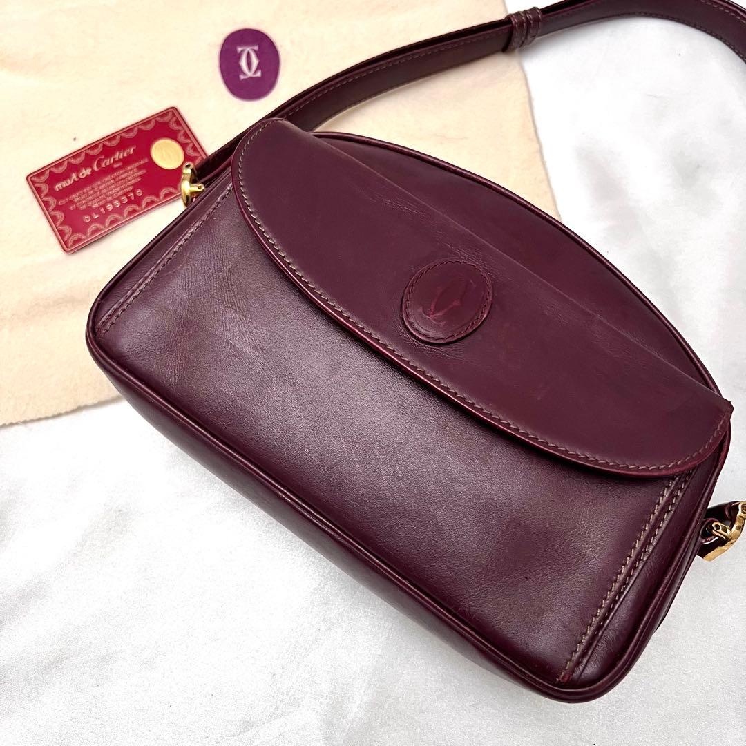 ◇美品◇カルティエ　マストライン　ミニショルダーバッグ　ボルドー　カーフレザー