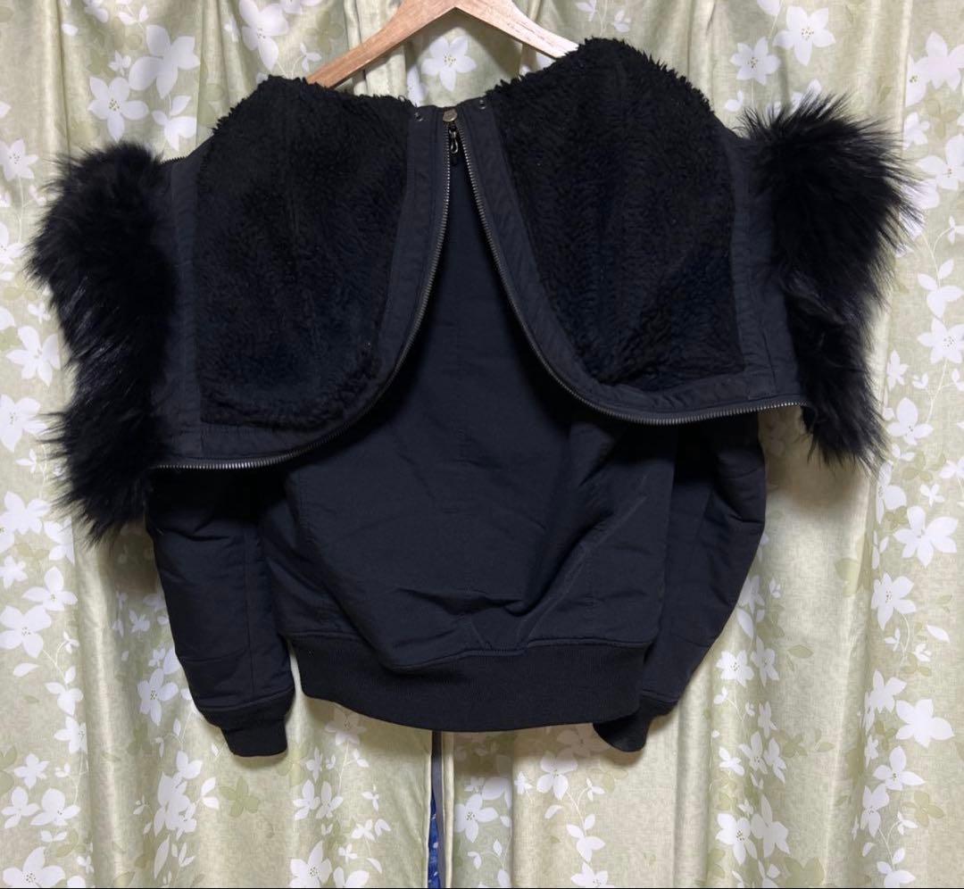 ATTACHMENT ブラックN-2Bミリタリージャケット サイズ2 ファー付き