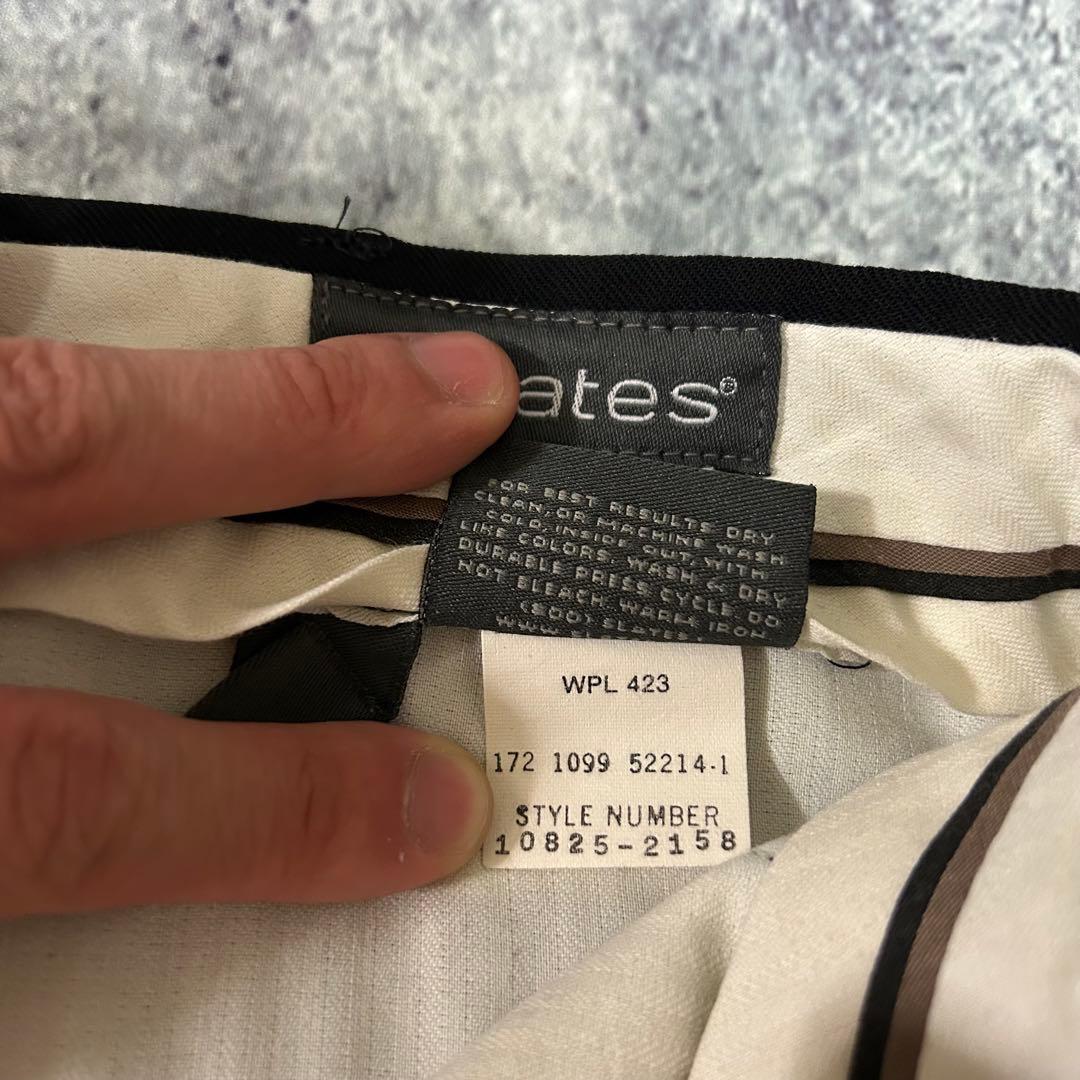 00s SLATES ツータック スラックス ブラックW32 ウールギャバ