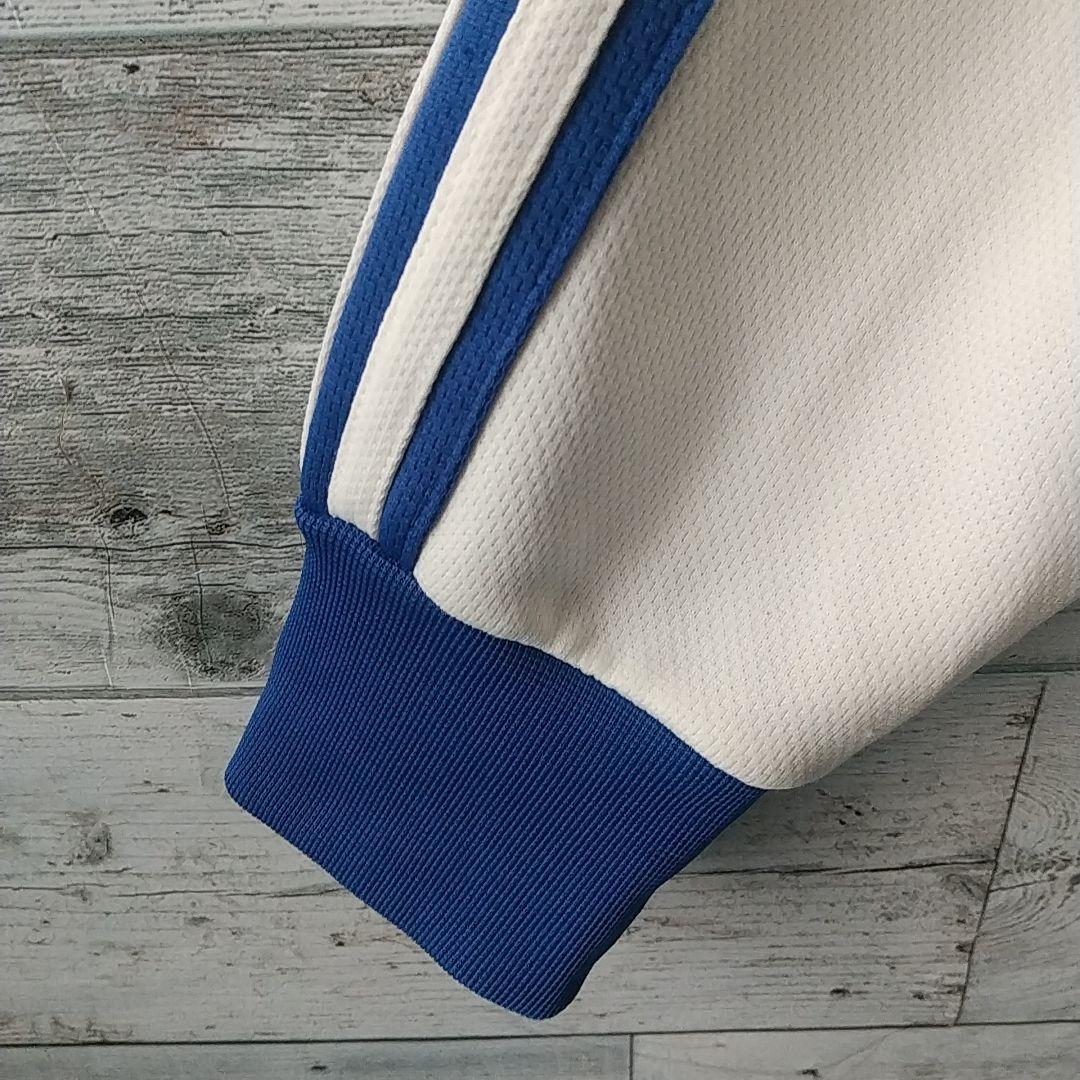 人気カラー☆90s アディダス 刺繍ロゴ トラックジャケット L 白×青