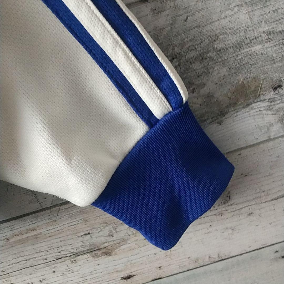 人気カラー☆90s アディダス 刺繍ロゴ トラックジャケット L 白×青