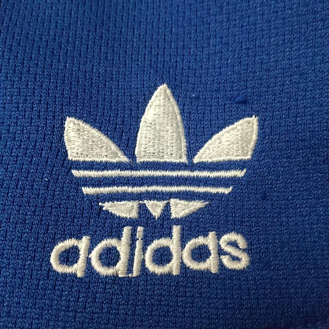 人気カラー☆90s アディダス 刺繍ロゴ トラックジャケット L 白×青