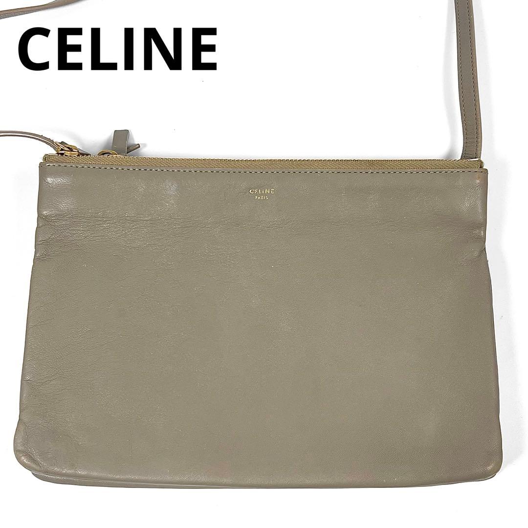 CELINE トリオラージ 3連 本革ショルダーバッグ クラッチバッグ 2way