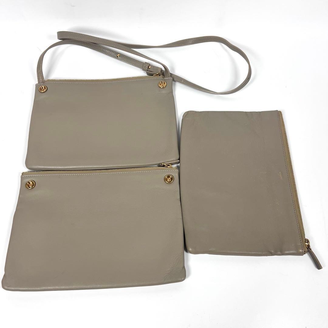 CELINE トリオラージ 3連 本革ショルダーバッグ クラッチバッグ 2way