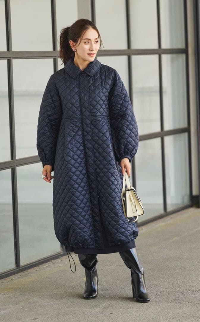 美品⭐︎亀恭子さんコラボ⭐︎オンワード#Newansキルティングロングコート0サイズ