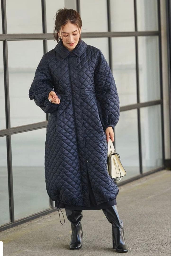 美品⭐︎亀恭子さんコラボ⭐︎オンワード#Newansキルティングロングコート0サイズ