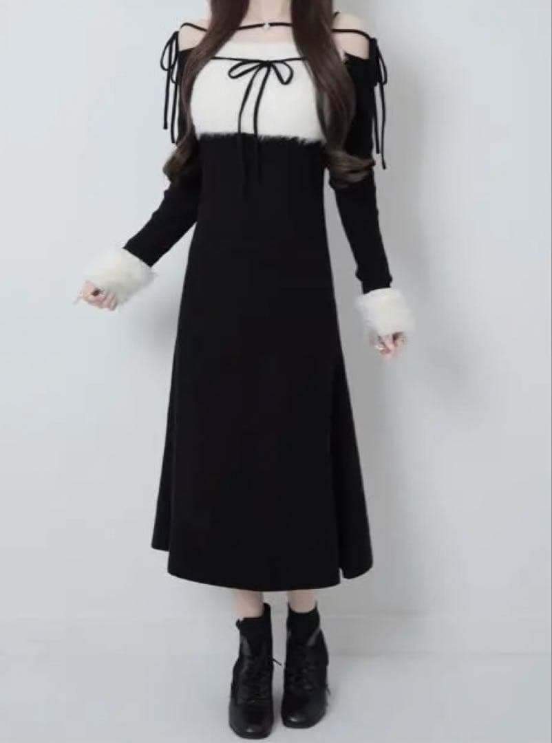 ワンピース Lumignon Ribbon bust fluffy long op