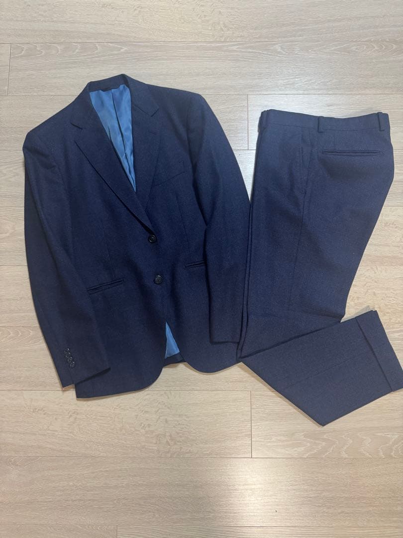 麻布テーラー セットアップスーツ 44A ネイビー ウール100%