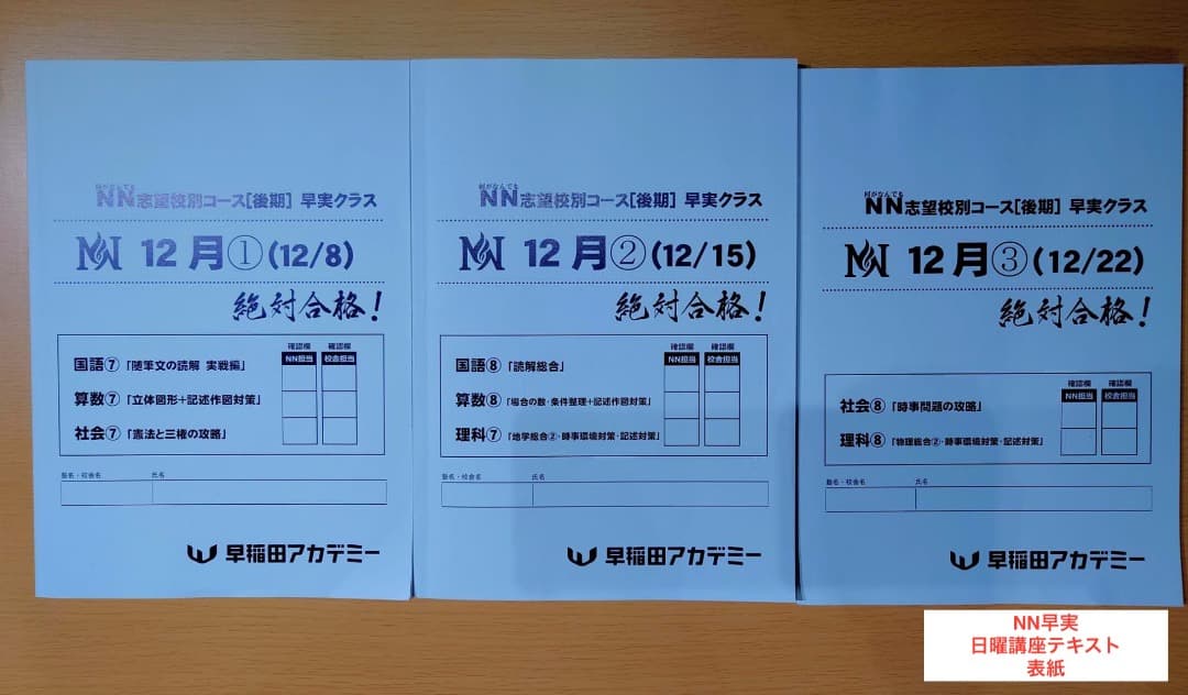 2025年中学受験 NN早実 年間フルセット おまけ6点付 早稲田アカデミー