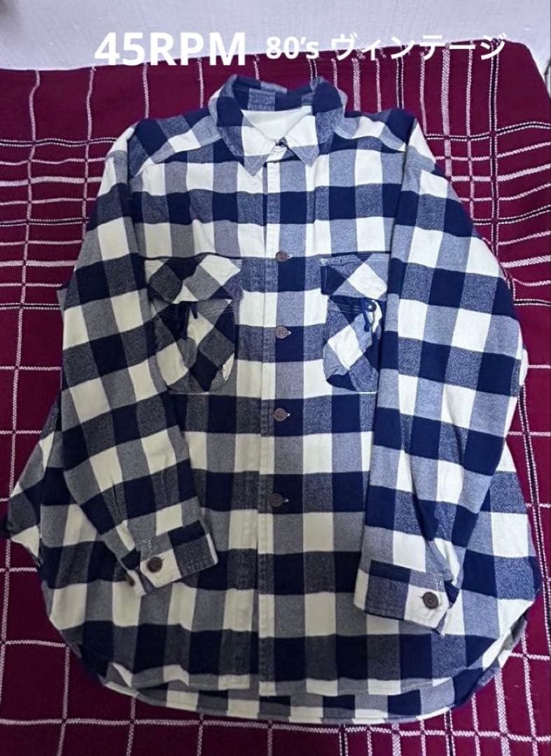 45RPM【80’s希少】紺白チェックなカバーオール