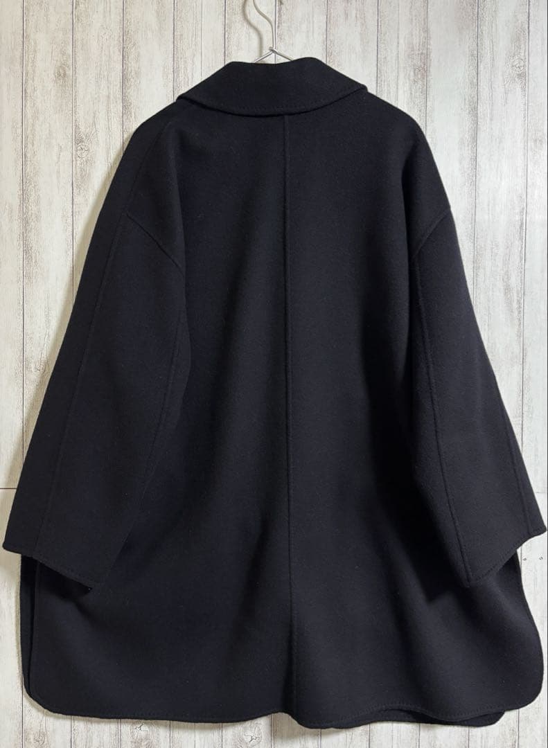 ebure スーパー120'sダブルビーバーショートコート ブラック