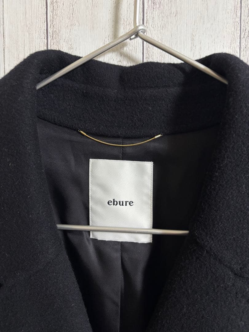 ebure スーパー120'sダブルビーバーショートコート ブラック