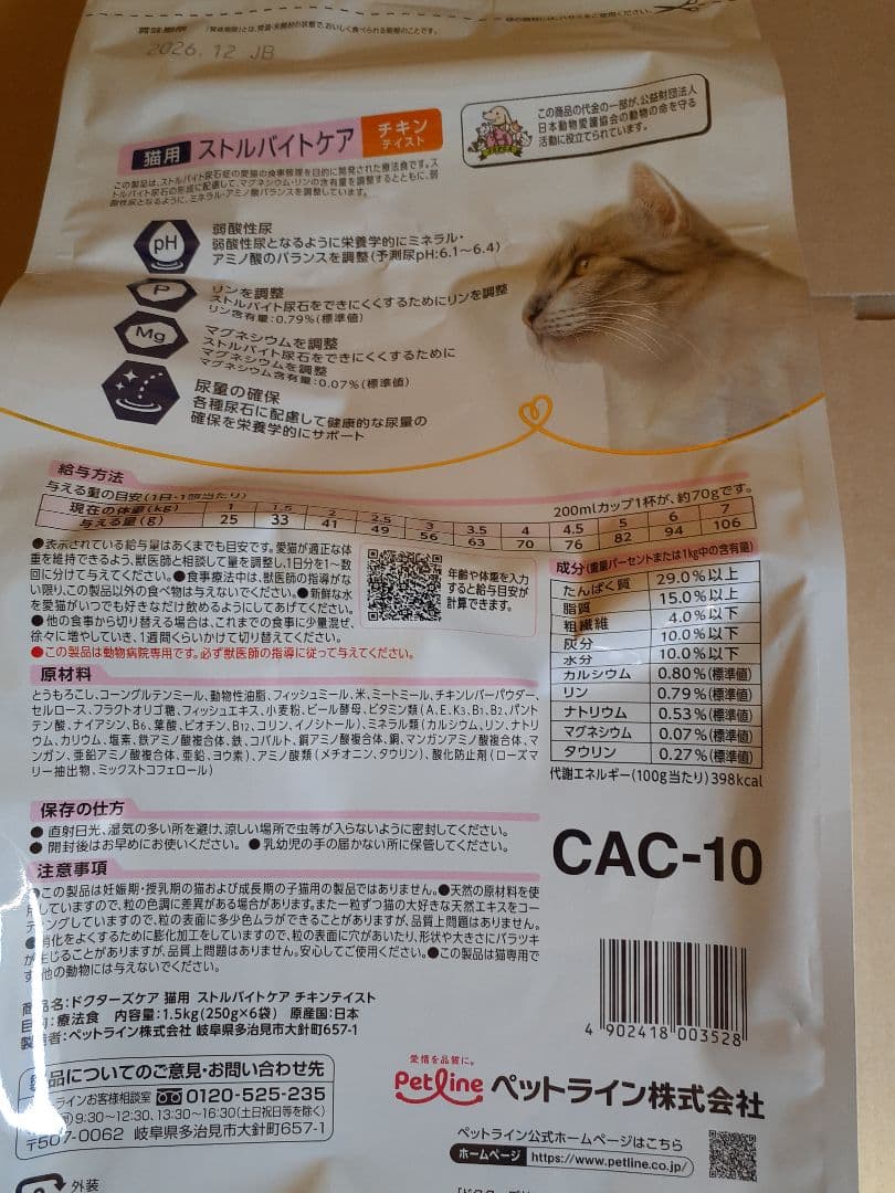 ぼーちゃん様ドクターズケア猫用ストルバイトケア チキン1.5kg×2袋叩き