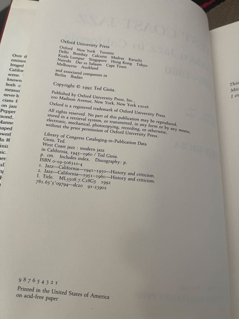 洋書 West Coast Jazz by Ted Gioia (1945-1960)