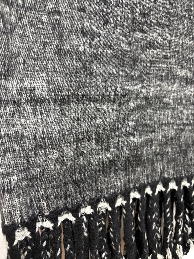 【CTHY】YAK WOOL LINE FRINGE STOLE／GRAY