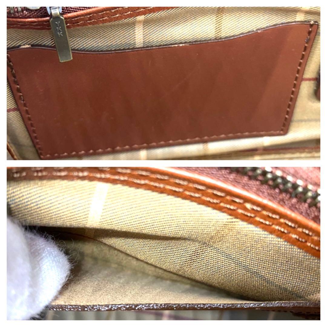 未使用級　Burberryセカンドバッグ　ブラウン　レザー　ノバチェック　箱付き