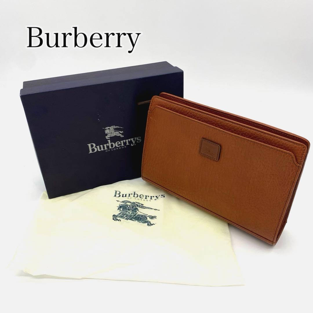 未使用級　Burberryセカンドバッグ　ブラウン　レザー　ノバチェック　箱付き