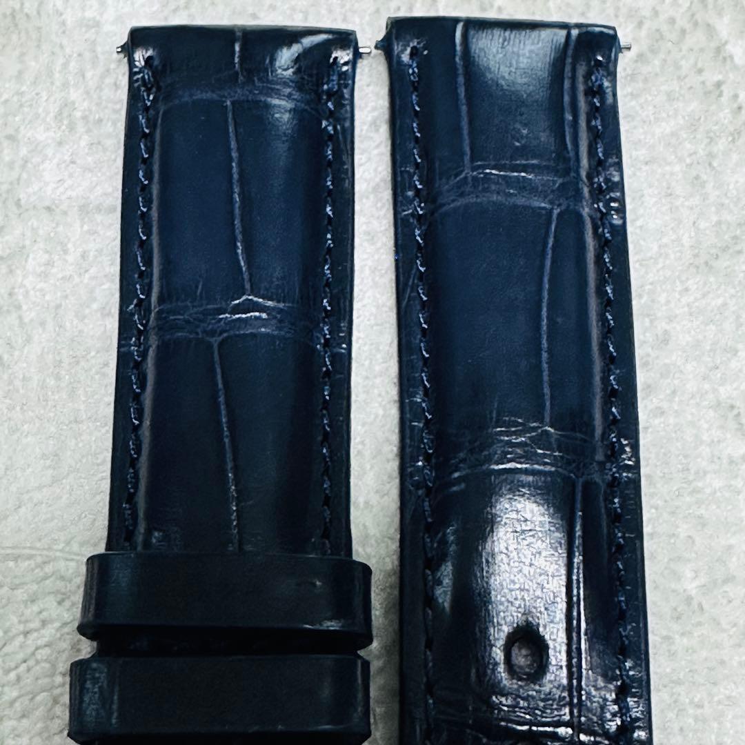 3071#20mm-18mmミッドナイトブルー★本物クロコダイルベルト★スイス製