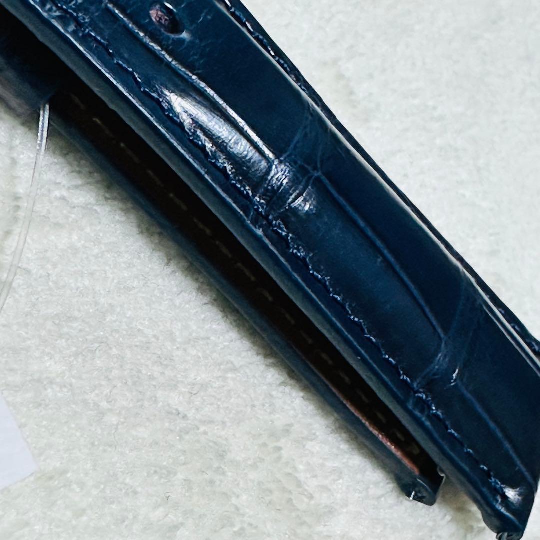 3071#20mm-18mmミッドナイトブルー★本物クロコダイルベルト★スイス製