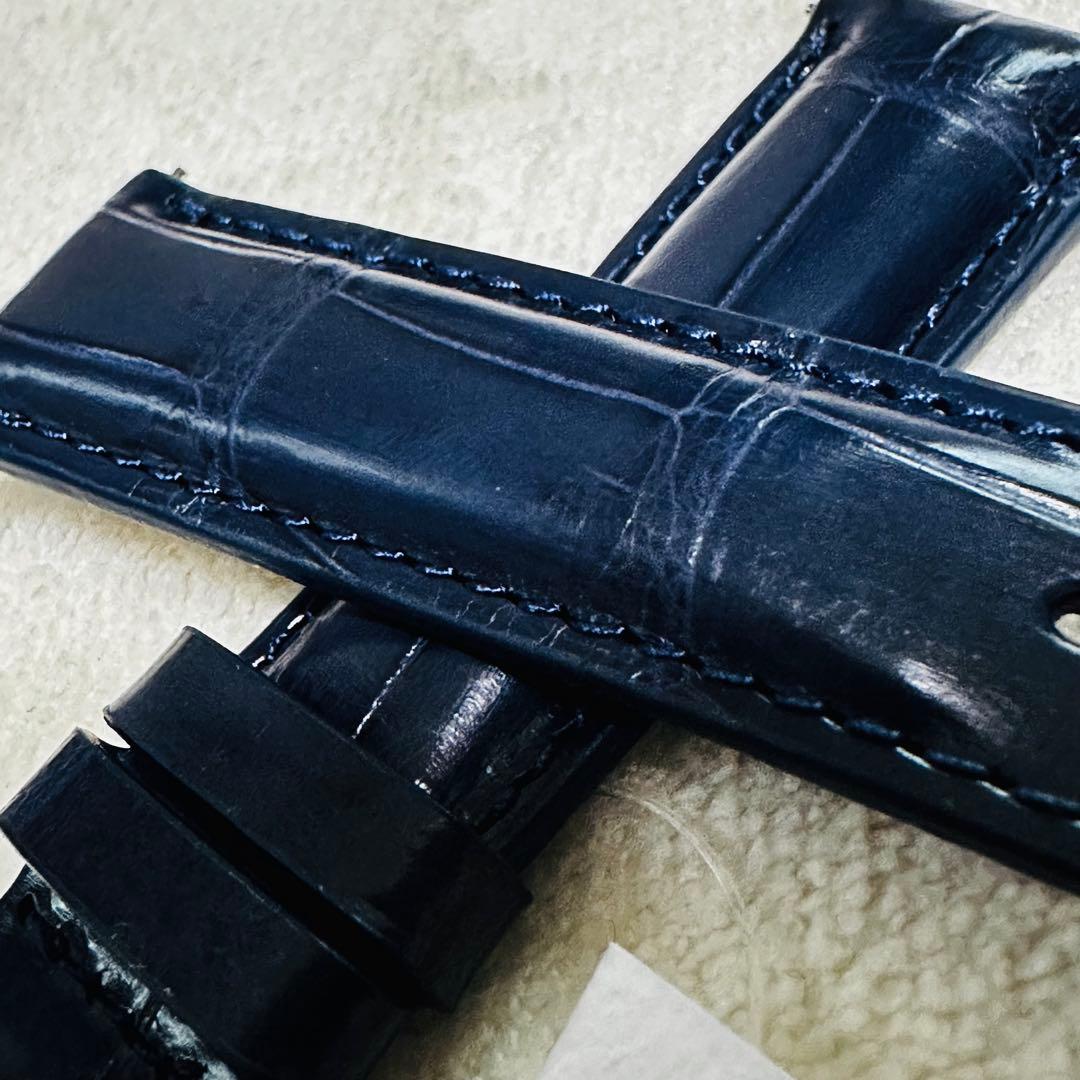 3071#20mm-18mmミッドナイトブルー★本物クロコダイルベルト★スイス製