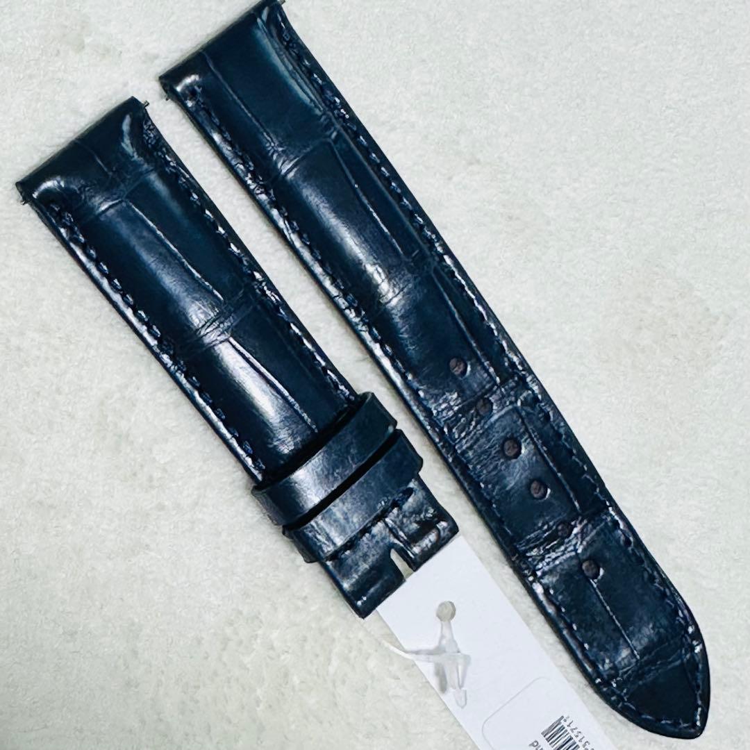 3071#20mm-18mmミッドナイトブルー★本物クロコダイルベルト★スイス製