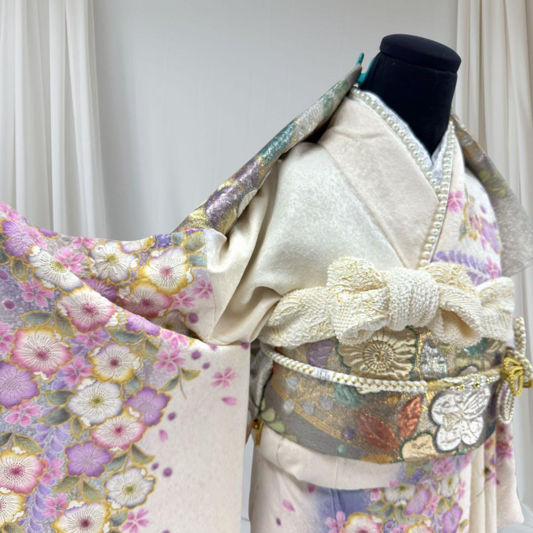 逸品 振袖7点フルセット 辻が花　辻ヶ花　金通し　花絞り　成人式 卒業式　正絹