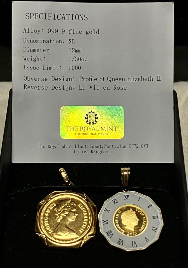 【期間限定価格】 K24ペンダントトップ バチカン枠K18 ゴールドトップ2個！