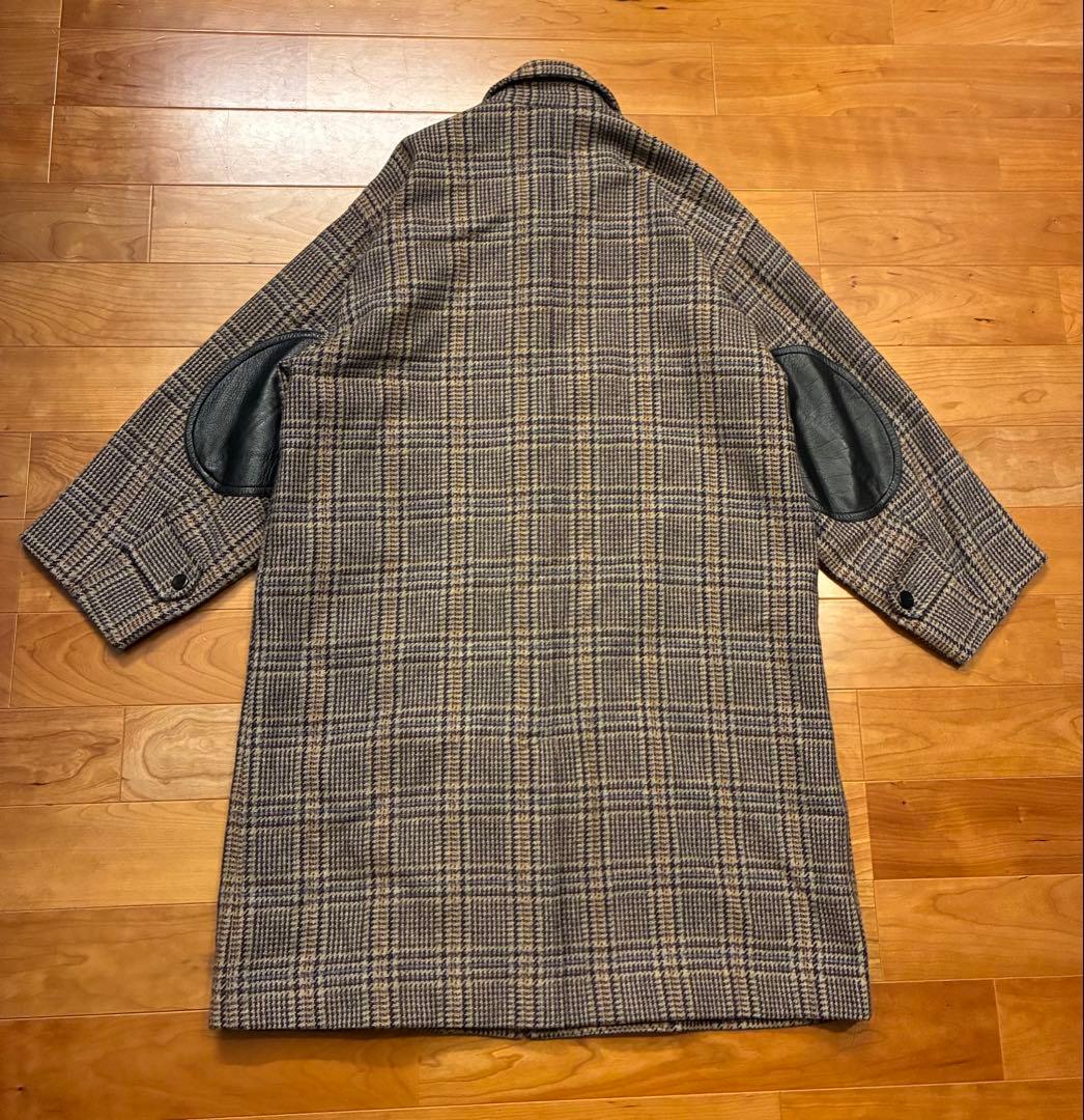 希少　I.S. イッセイミヤケ チェック柄 ウールコート エルボーパッチ　M
