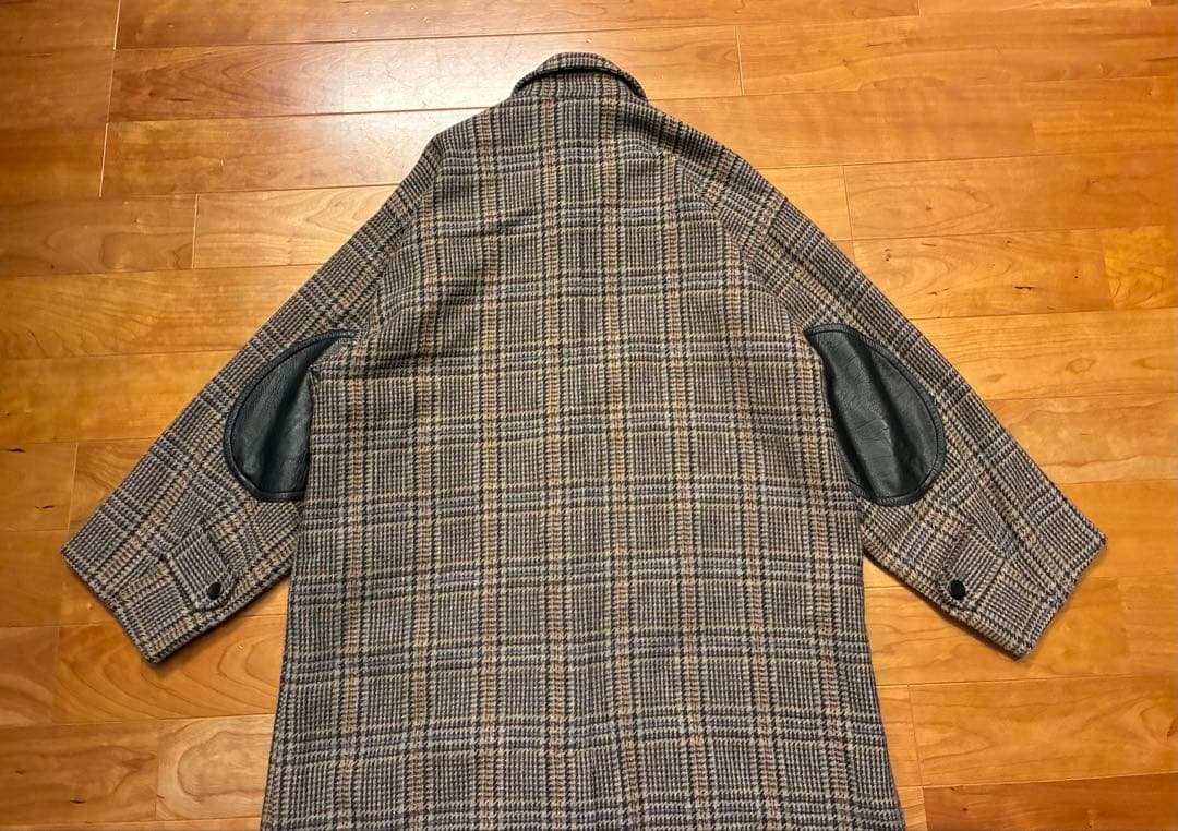 希少　I.S. イッセイミヤケ チェック柄 ウールコート エルボーパッチ　M