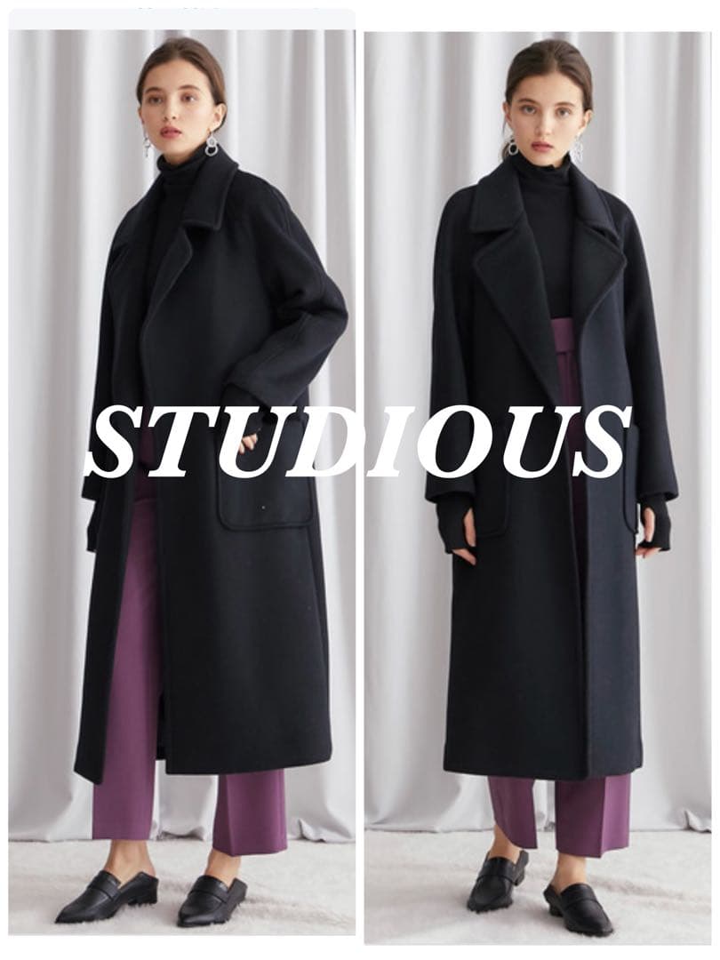 定価46,200円 STUDIOUS ウール ビッグカラーコート 美品