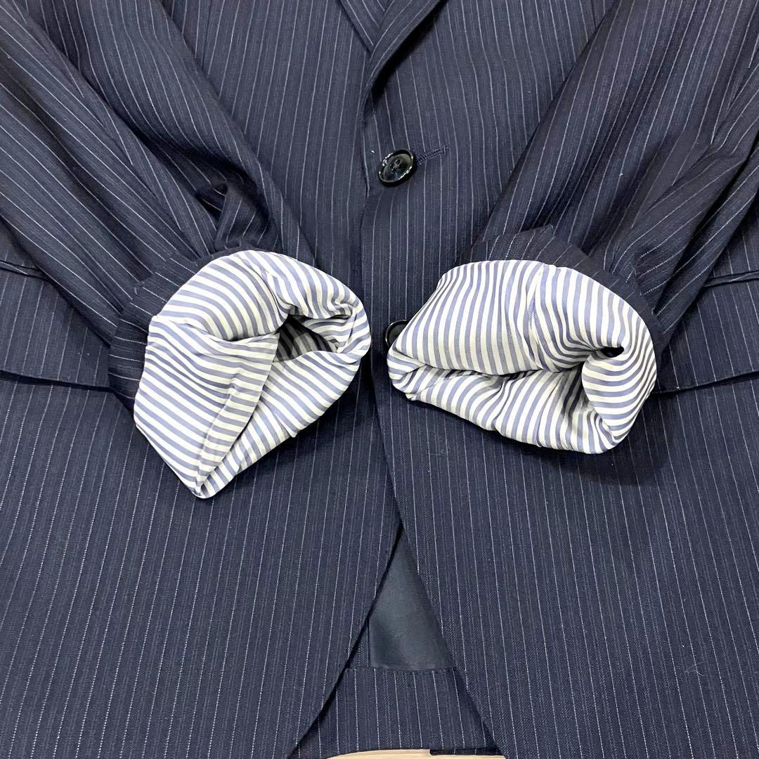 美品✨ミツミネ ロロピアーナ スーツ セットアップ ネイビー ストライプ S