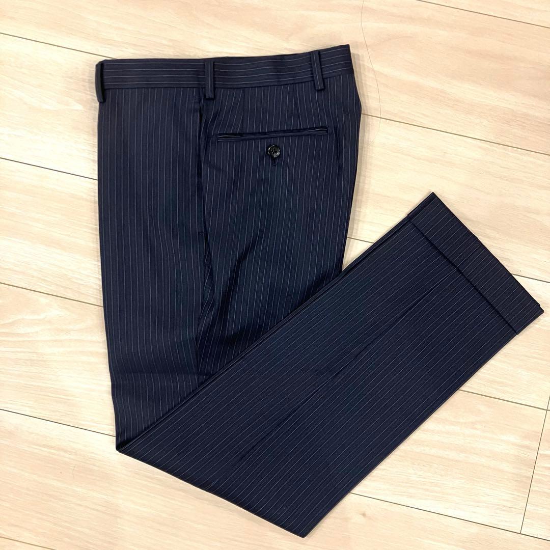 美品✨ミツミネ ロロピアーナ スーツ セットアップ ネイビー ストライプ S
