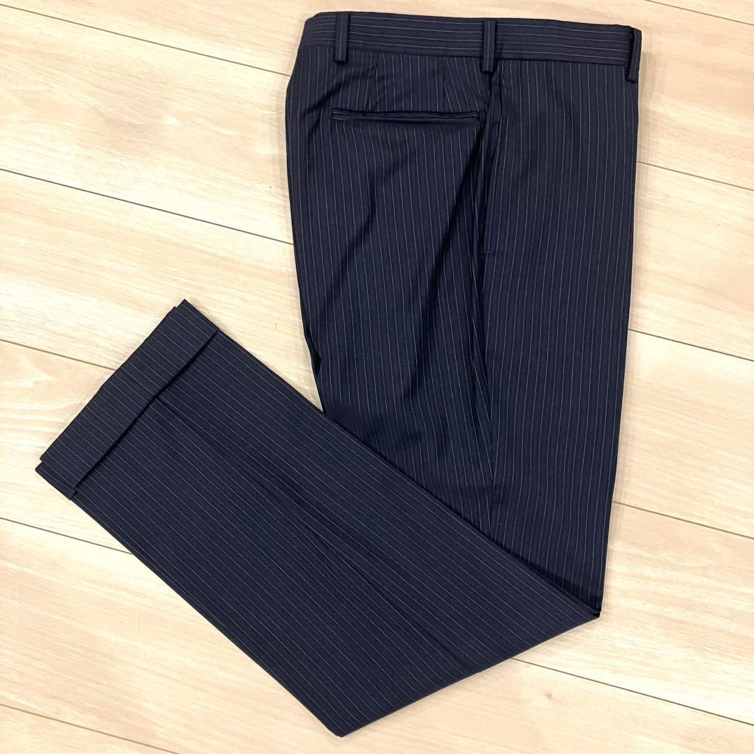 美品✨ミツミネ ロロピアーナ スーツ セットアップ ネイビー ストライプ S