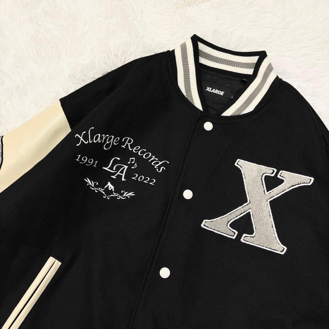 美品 XLARGE スタジャン ワッペンロゴ ジップアップ Lサイズ バック刺繍