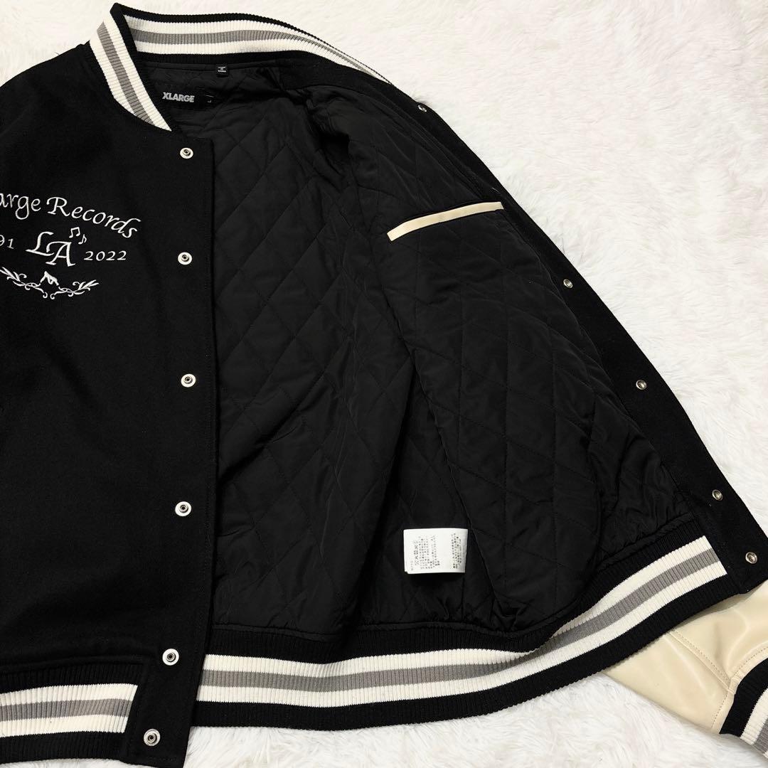 美品 XLARGE スタジャン ワッペンロゴ ジップアップ Lサイズ バック刺繍