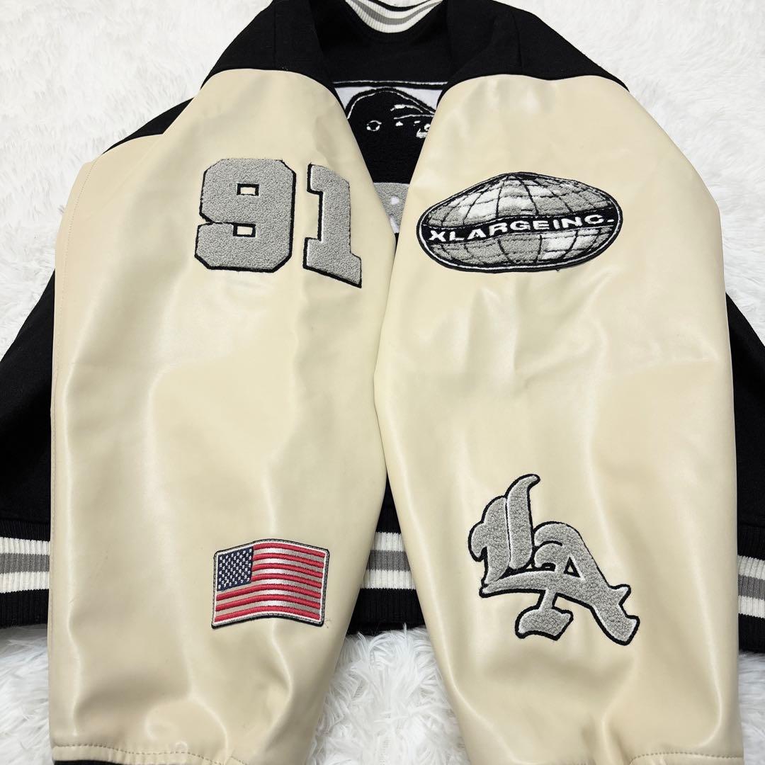 美品 XLARGE スタジャン ワッペンロゴ ジップアップ Lサイズ バック刺繍