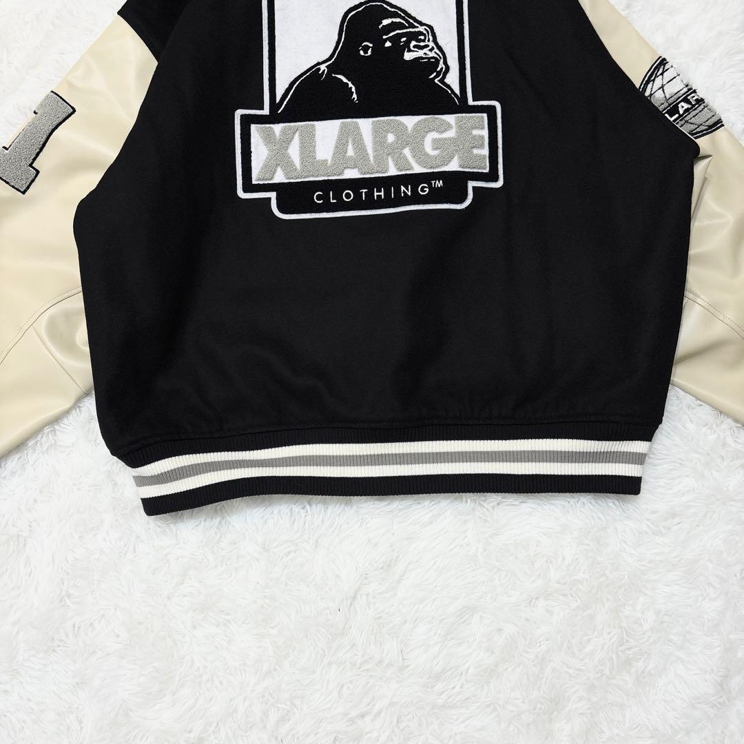 美品 XLARGE スタジャン ワッペンロゴ ジップアップ Lサイズ バック刺繍